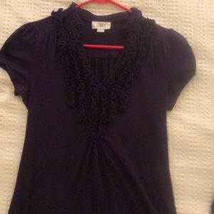 LOFT purple ruffled tee
